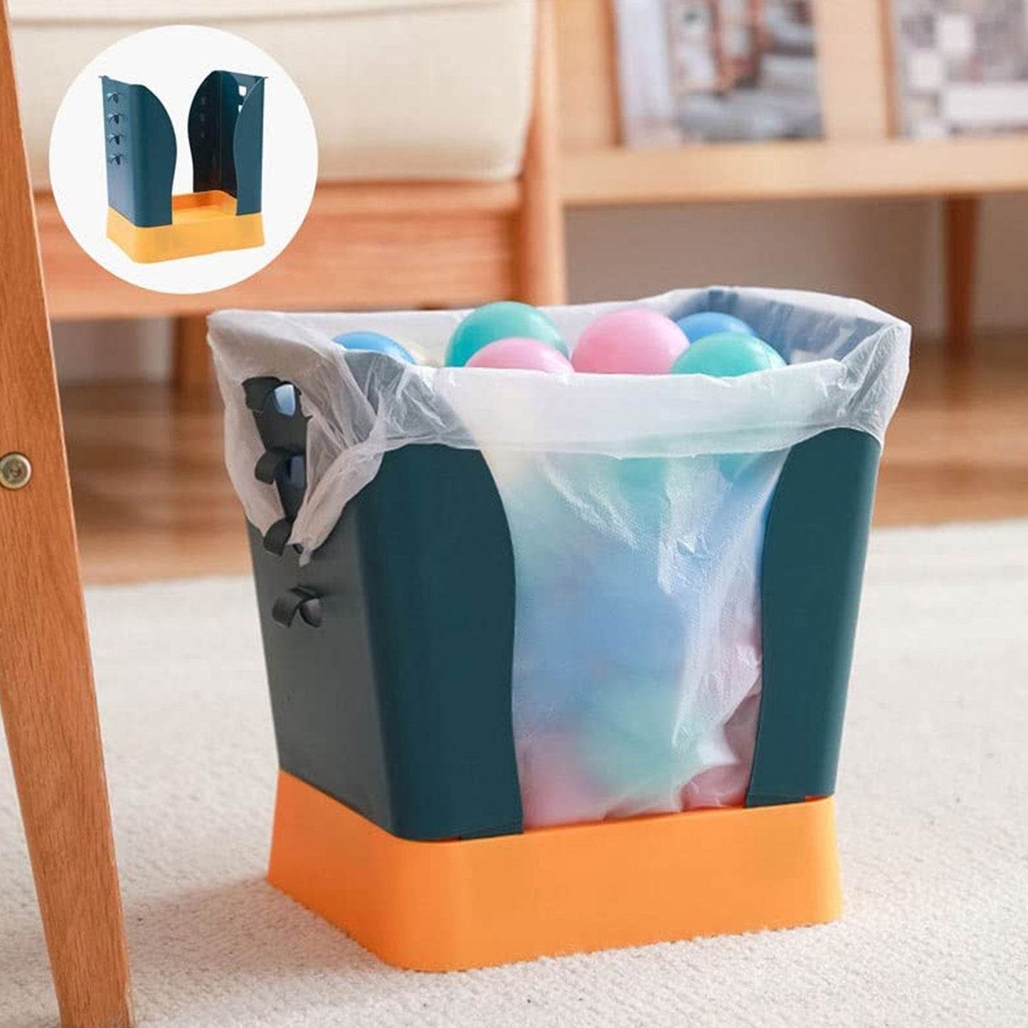 Expandable Trash Can (1 Pc): Plastic, Large Capacity, Kitchen & Bathroom - infinityexculsivestore.com
