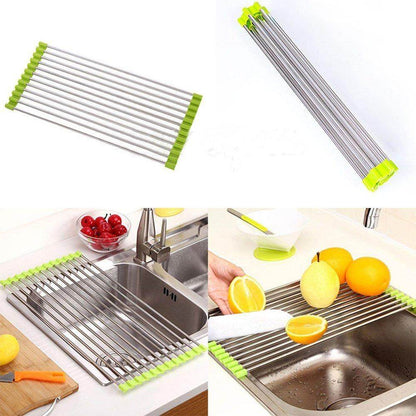 FOLDABLE DRAIN RACK KITCHEN SINK ROLL UP DISH DRYING RACK PORTABLE DISH RACK - infinityexculsivestore.com