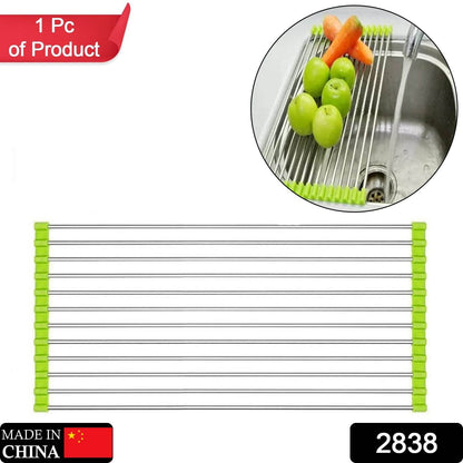 FOLDABLE DRAIN RACK KITCHEN SINK ROLL UP DISH DRYING RACK PORTABLE DISH RACK - infinityexculsivestore.com