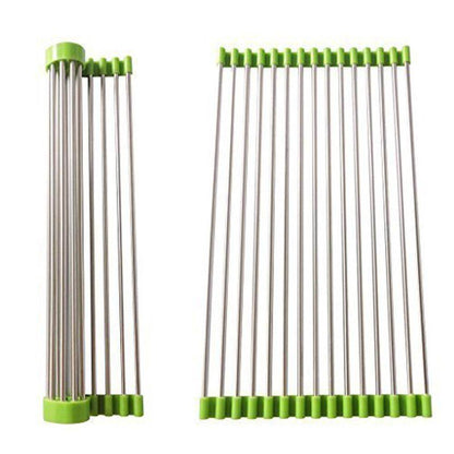 FOLDABLE DRAIN RACK KITCHEN SINK ROLL UP DISH DRYING RACK PORTABLE DISH RACK - infinityexculsivestore.com