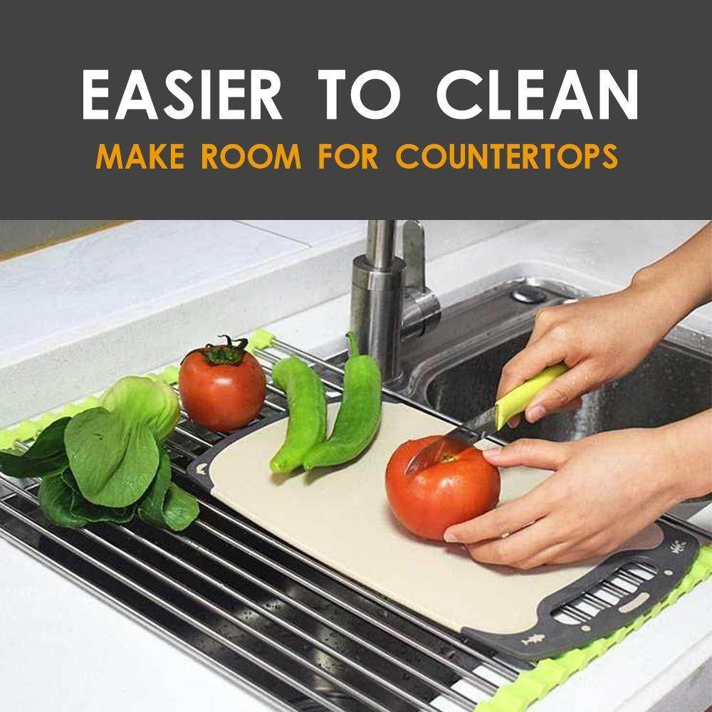 FOLDABLE DRAIN RACK KITCHEN SINK ROLL UP DISH DRYING RACK PORTABLE DISH RACK - infinityexculsivestore.com