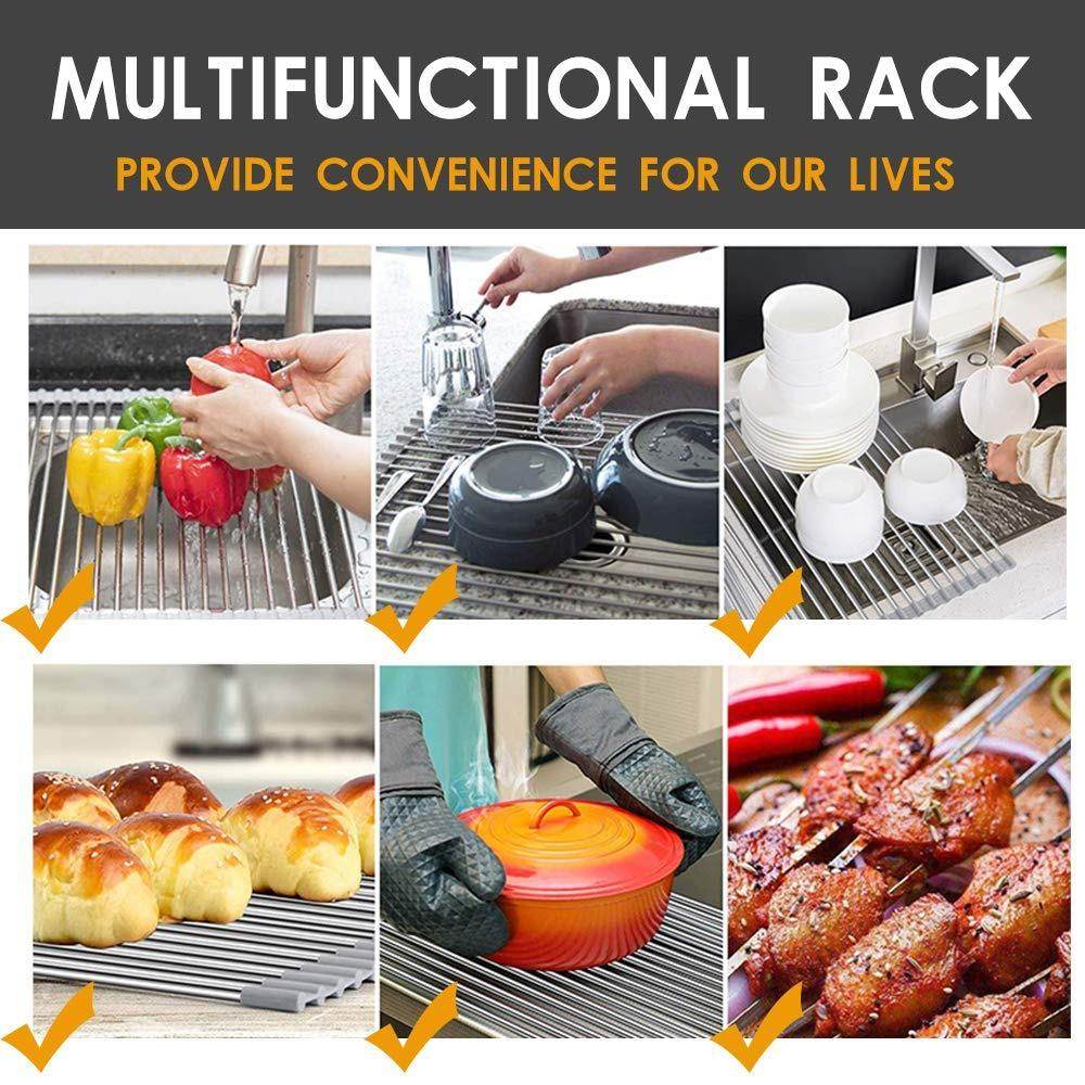 FOLDABLE DRAIN RACK KITCHEN SINK ROLL UP DISH DRYING RACK PORTABLE DISH RACK - infinityexculsivestore.com