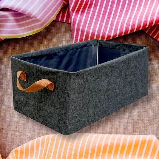 FOLDABLE STORAGE BOX HANDLES, COTTON AND LINEN STORAGE BINS AND BASKETS ORGANIZER FOR NURSERY, CLOSET, BEDROOM, HOME (45 Cm) - infinityexculsivestore.com