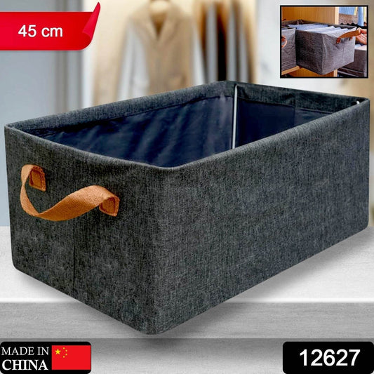 FOLDABLE STORAGE BOX HANDLES, COTTON AND LINEN STORAGE BINS AND BASKETS ORGANIZER FOR NURSERY, CLOSET, BEDROOM, HOME (45 Cm) - infinityexculsivestore.com