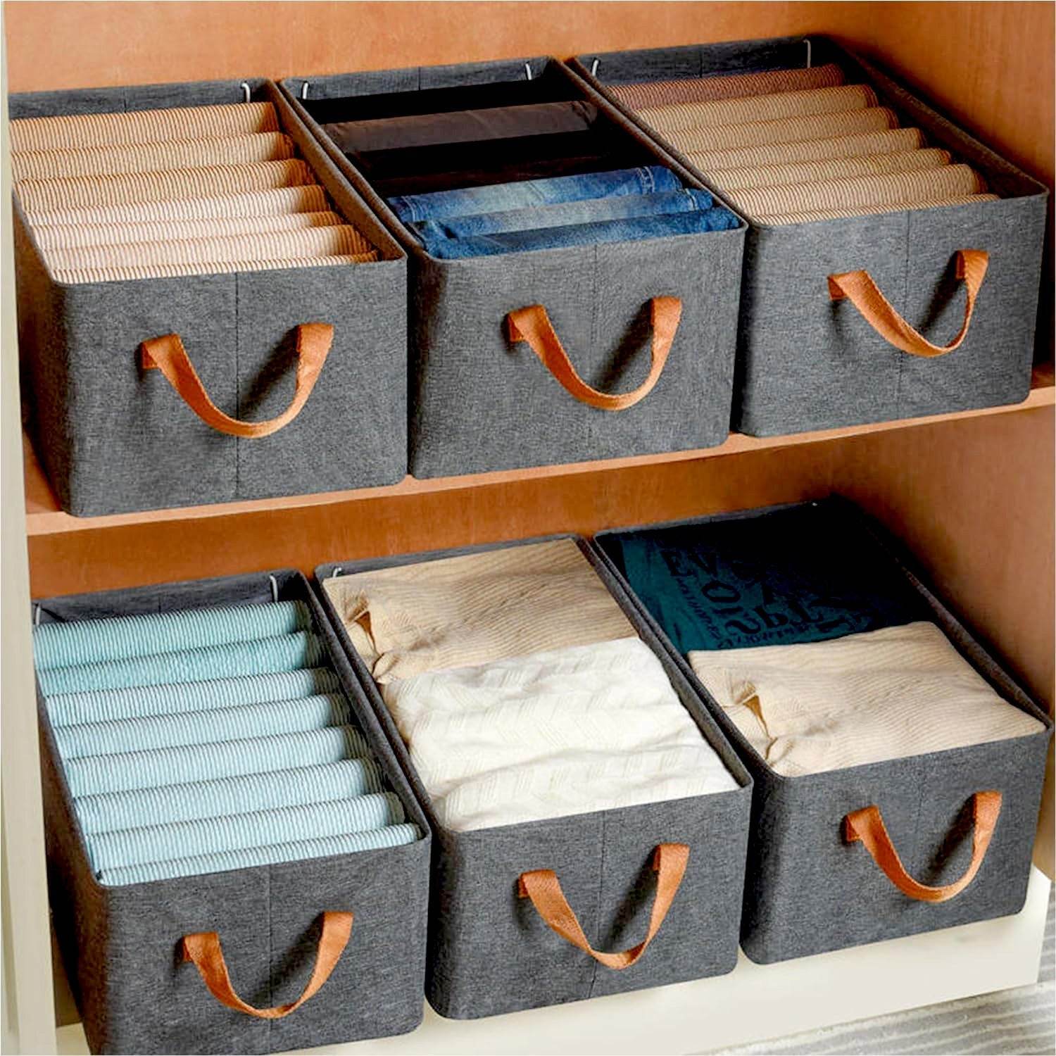 FOLDABLE STORAGE BOX HANDLES, COTTON AND LINEN STORAGE BINS AND BASKETS ORGANIZER FOR NURSERY, CLOSET, BEDROOM, HOME (45 Cm) - infinityexculsivestore.com