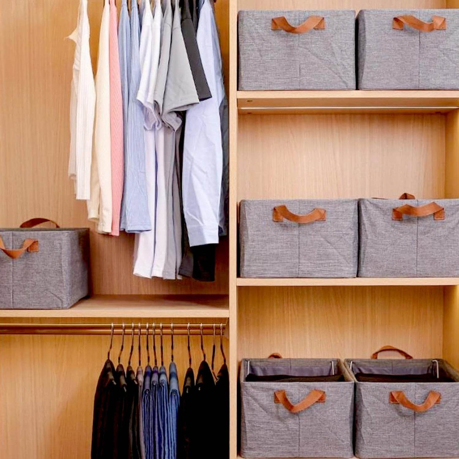 FOLDABLE STORAGE BOX HANDLES, COTTON AND LINEN STORAGE BINS AND BASKETS ORGANIZER FOR NURSERY, CLOSET, BEDROOM, HOME (45 Cm) - infinityexculsivestore.com