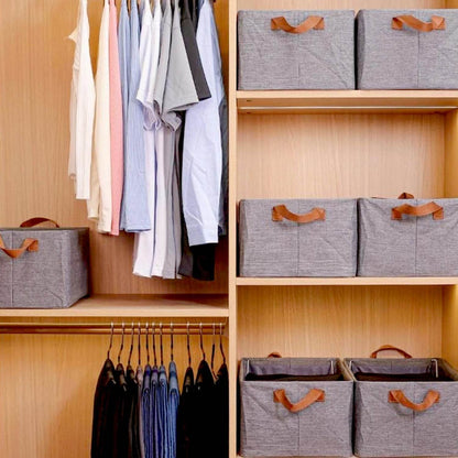 FOLDABLE STORAGE BOX HANDLES, COTTON AND LINEN STORAGE BINS AND BASKETS ORGANIZER FOR NURSERY, CLOSET, BEDROOM, HOME (45 Cm) - infinityexculsivestore.com