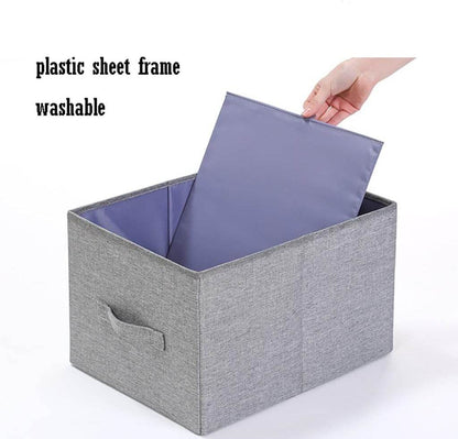 FOLDABLE STORAGE BOX WITH LID AND HANDLES, COTTON AND LINEN STORAGE BINS AND BASKETS ORGANIZER FOR NURSERY, CLOSET, BEDROOM, HOME - infinityexculsivestore.com