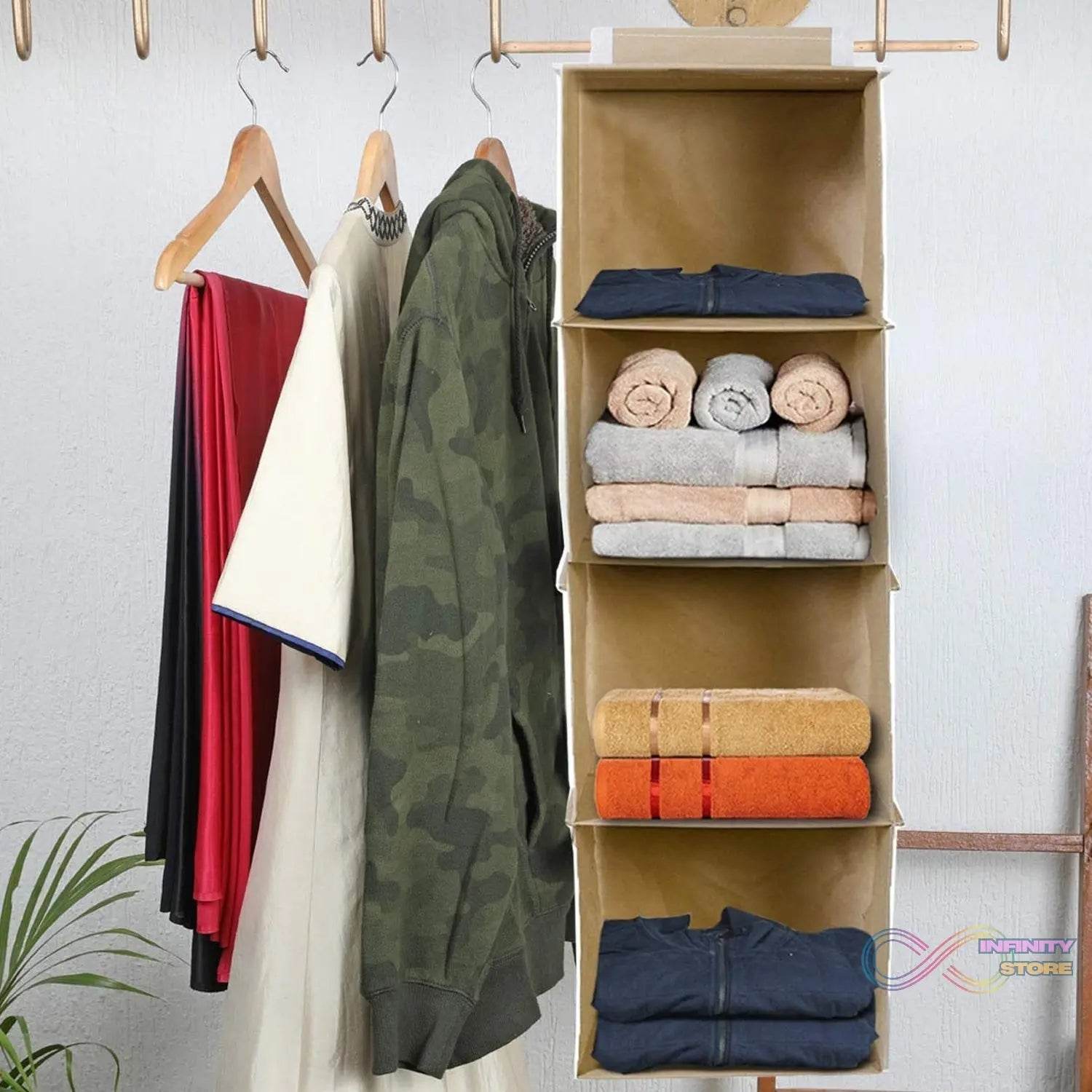 Fabric Hanging 4 - Shelf Closet Cloth Organizer - infinityexculsivestore.com