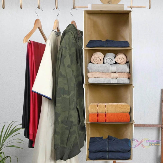 Fabric Hanging 4 - Shelf Closet Cloth Organizer - infinityexculsivestore.com