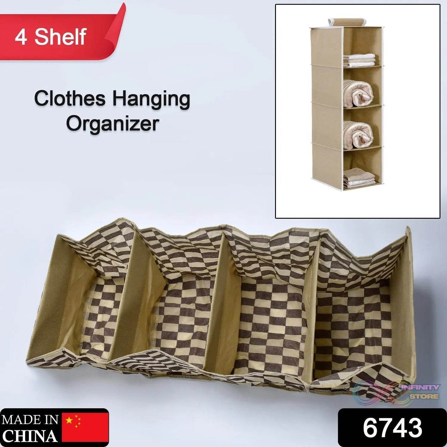Fabric Hanging 4 - Shelf Closet Cloth Organizer - infinityexculsivestore.com
