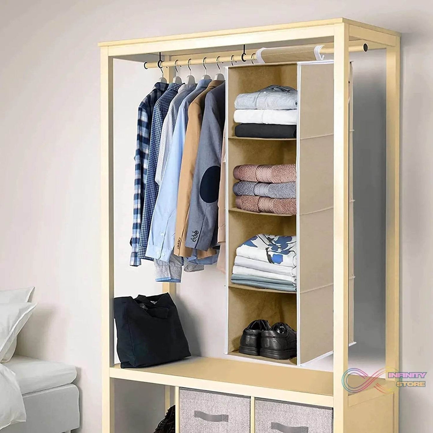 Fabric Hanging 4 - Shelf Closet Cloth Organizer - infinityexculsivestore.com
