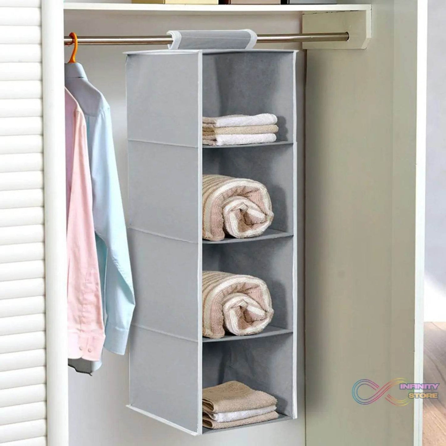 Fabric Hanging 4 - Shelf Closet Cloth Organizer - infinityexculsivestore.com