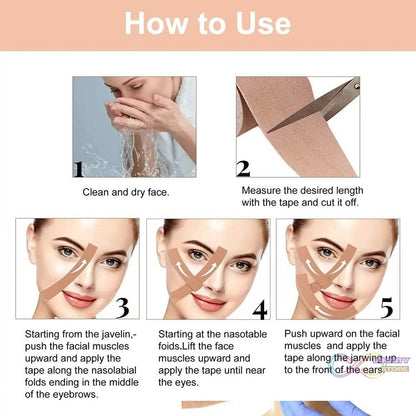 Face Lifting Tape, Myofascial Face Tightening Tape, 2.5 cm x 5 m (1 Pc) - infinityexculsivestore.com