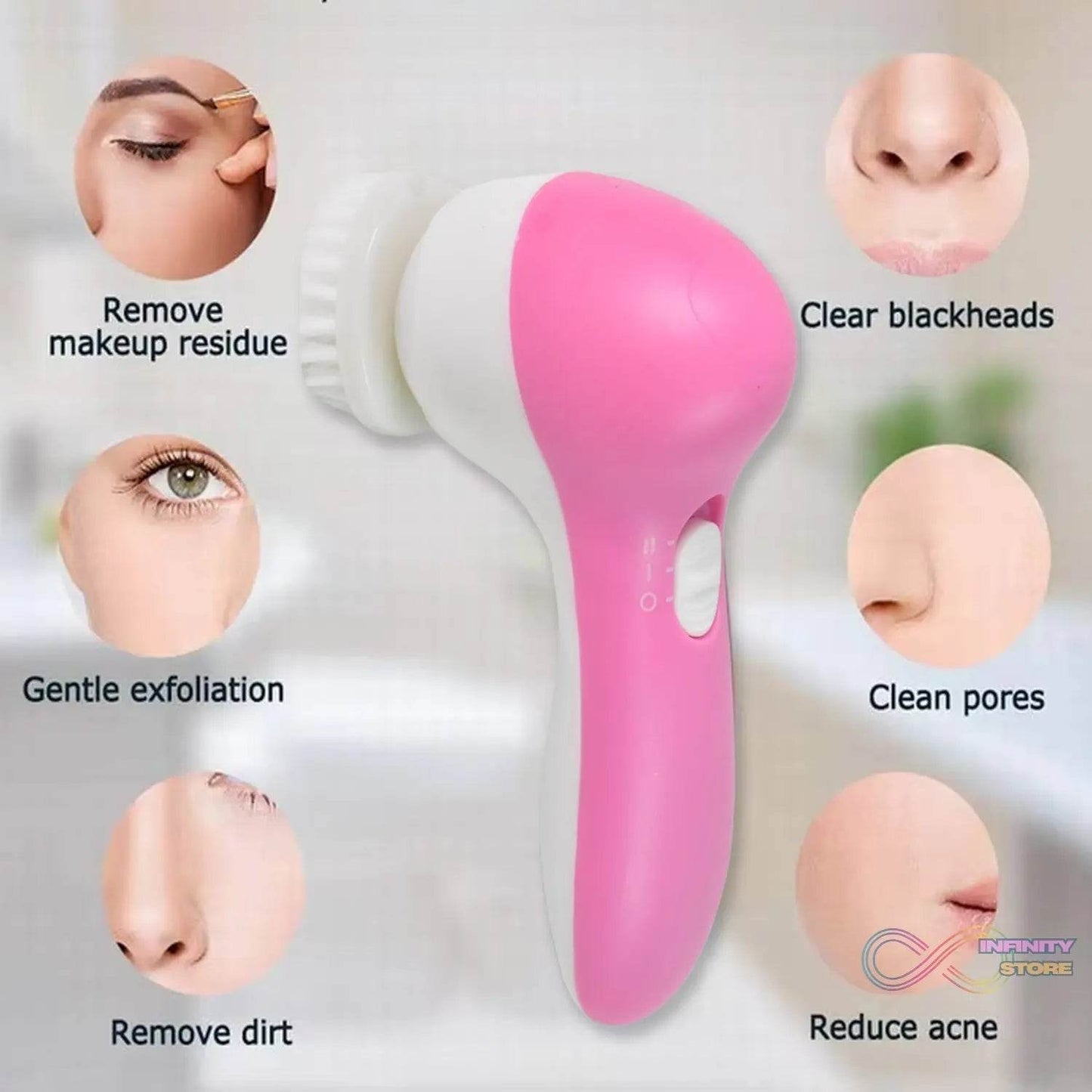 Facial Beauty Brush, Face Massager (1 Pc / With 2 AA Battery Included) - infinityexculsivestore.com