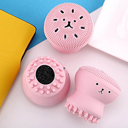 Facial Cleansing Brushes, Cute Octopus Shape Silicone Face Scrubber Massager Skincare Tool (1PC) - infinityexculsivestore.com