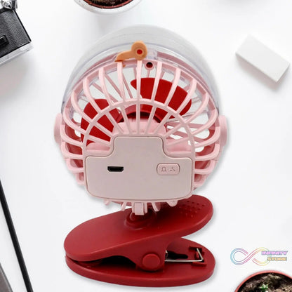 Portable Clip - on Fan, Battery Operated, With Light & Spray, Small Yet Powerful USB Table Fan, 3 - Speed Quiet Rechargeable Mini Desk Fan, 360° Rotation, Personal Cooling Fan for Home, Office, Camping - infinityexculsivestore.com