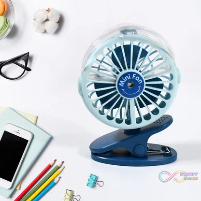Portable Clip - on Fan, Battery Operated, With Light & Spray, Small Yet Powerful USB Table Fan, 3 - Speed Quiet Rechargeable Mini Desk Fan, 360° Rotation, Personal Cooling Fan for Home, Office, Camping - infinityexculsivestore.com