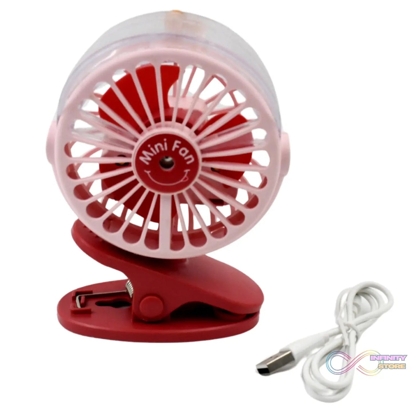 Portable Clip - on Fan, Battery Operated, With Light & Spray, Small Yet Powerful USB Table Fan, 3 - Speed Quiet Rechargeable Mini Desk Fan, 360° Rotation, Personal Cooling Fan for Home, Office, Camping - infinityexculsivestore.com