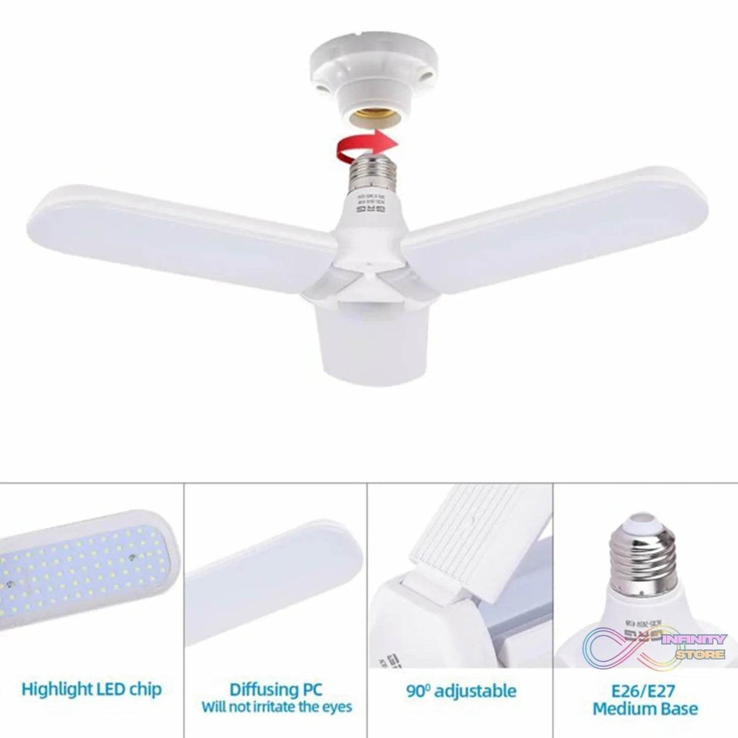 Fan Blade LED Light Bulb, Super Bright Angle Adjustable Home Ceiling - infinityexculsivestore.com