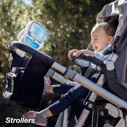 Air Portable Fan, Grip Go 3 Speed Small Fan, Great Stroller Fan, Travel or Desk Fan, Cordless Personal Evaporative Air Cooler, Universal Clamp for Indoor & Outdoor Use, 360 Degree Head Swivel, LED Color Changing Light - infinityexculsivestore.com