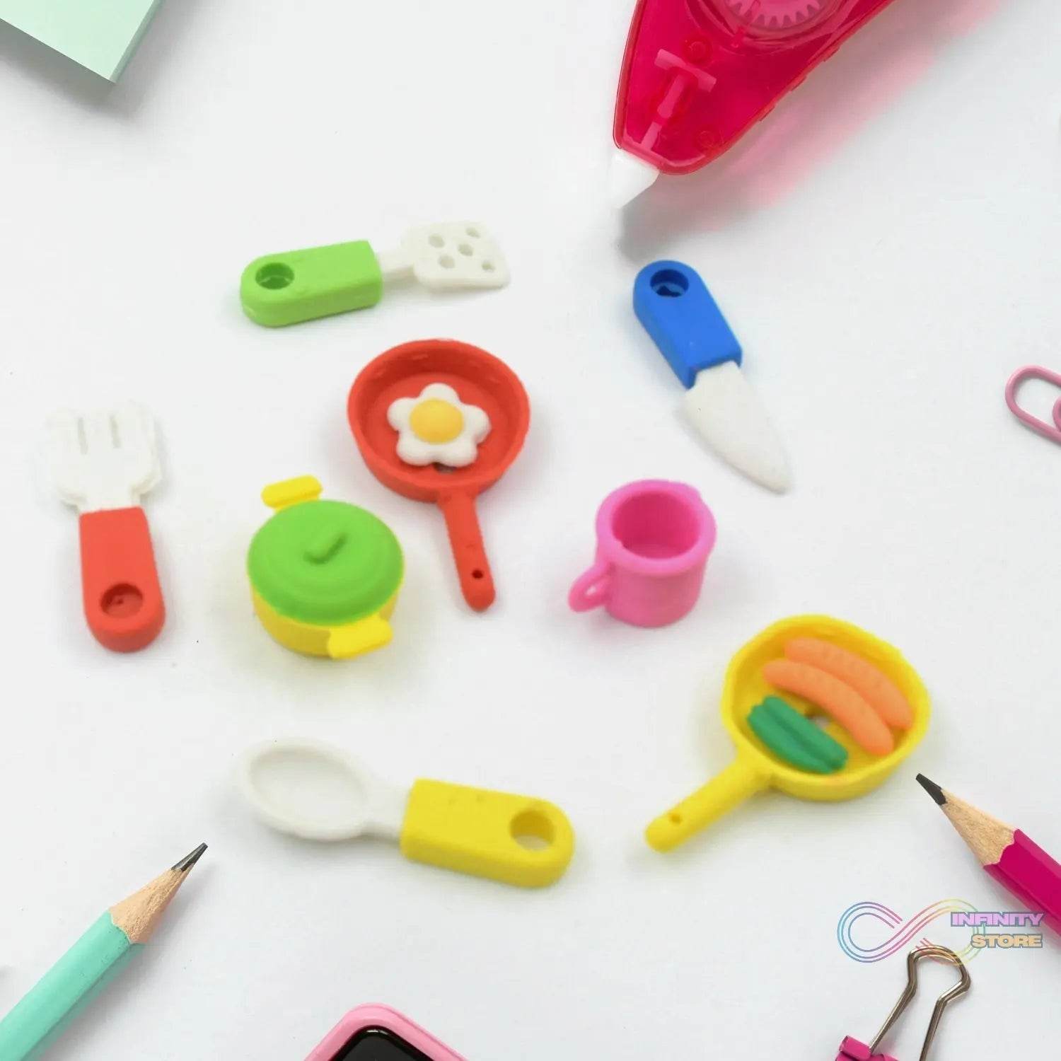Fancy & Stylish Mini Erasers for Kids (8 Pc Set) - Fun Designs, Party Favors - infinityexculsivestore.com