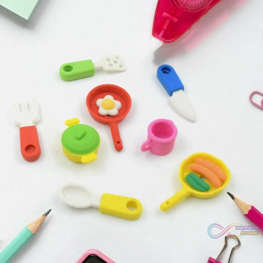 Fancy & Stylish Mini Erasers for Kids (8 Pc Set) - Fun Designs, Party Favors - infinityexculsivestore.com