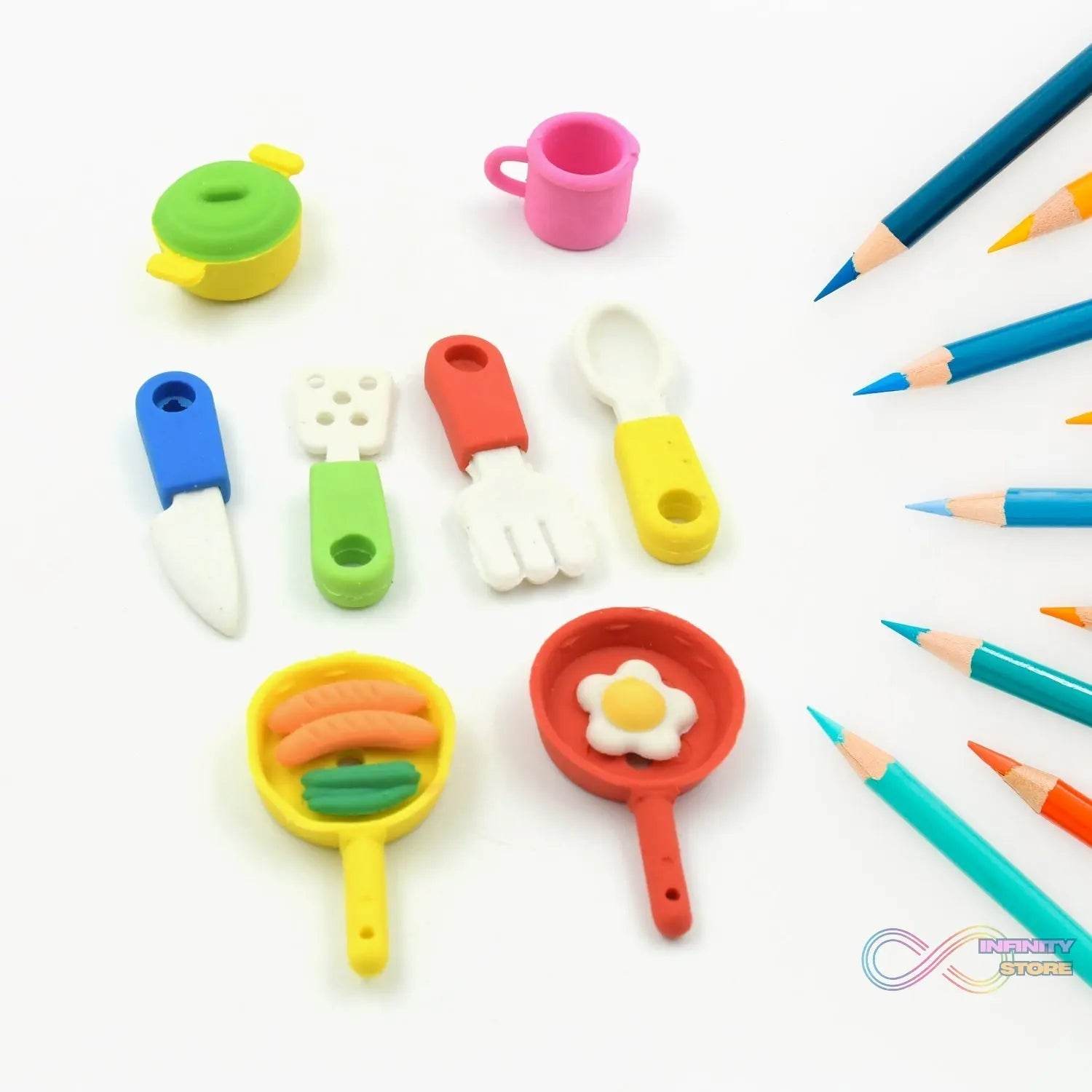 Fancy & Stylish Mini Erasers for Kids (8 Pc Set) - Fun Designs, Party Favors - infinityexculsivestore.com