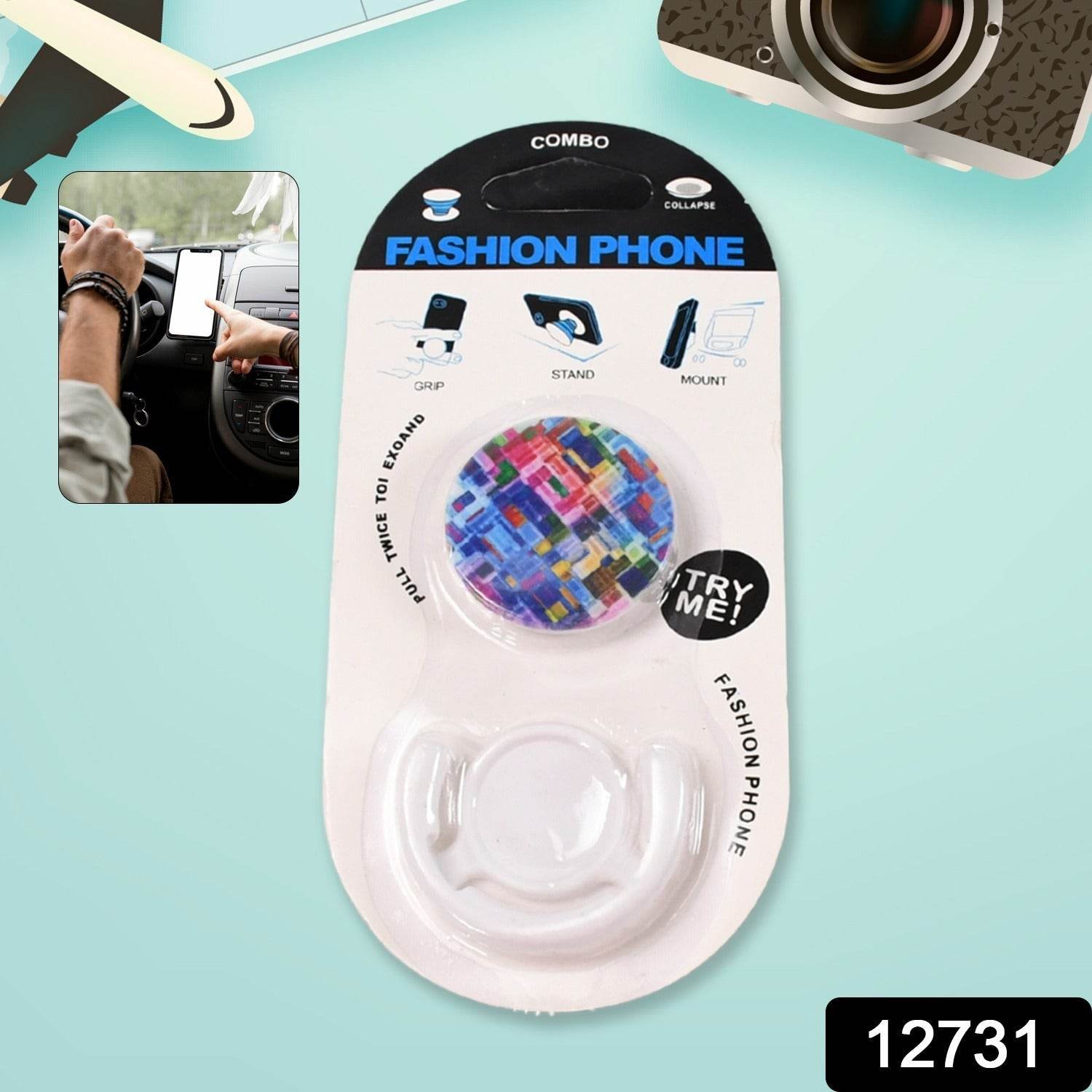 Fashion design pop up mobile phone grip holder smart phone bracket, Phone Stand & Grip with popclip car mount flowers pasley - infinityexculsivestore.com