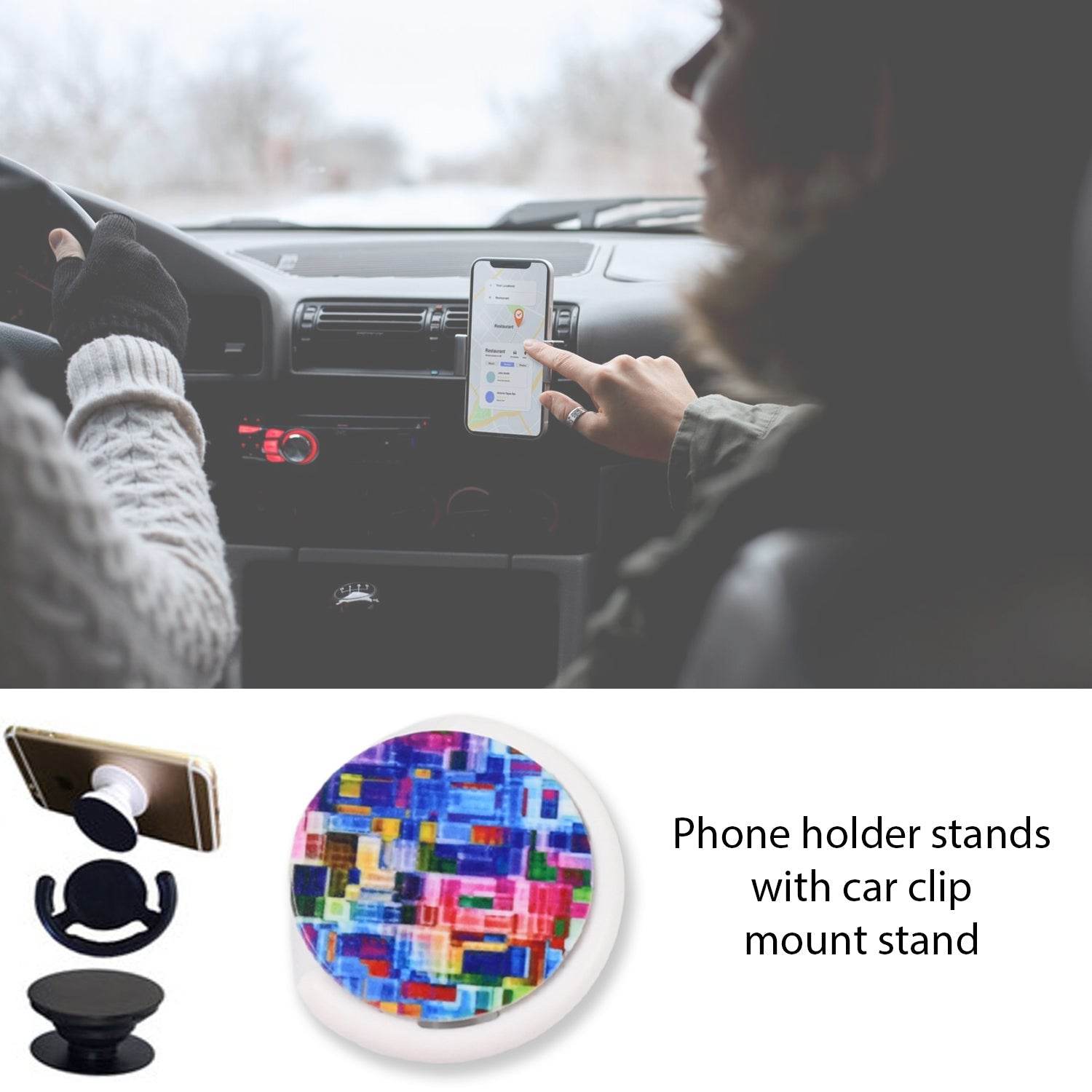 Fashion design pop up mobile phone grip holder smart phone bracket, Phone Stand & Grip with popclip car mount flowers pasley - infinityexculsivestore.com