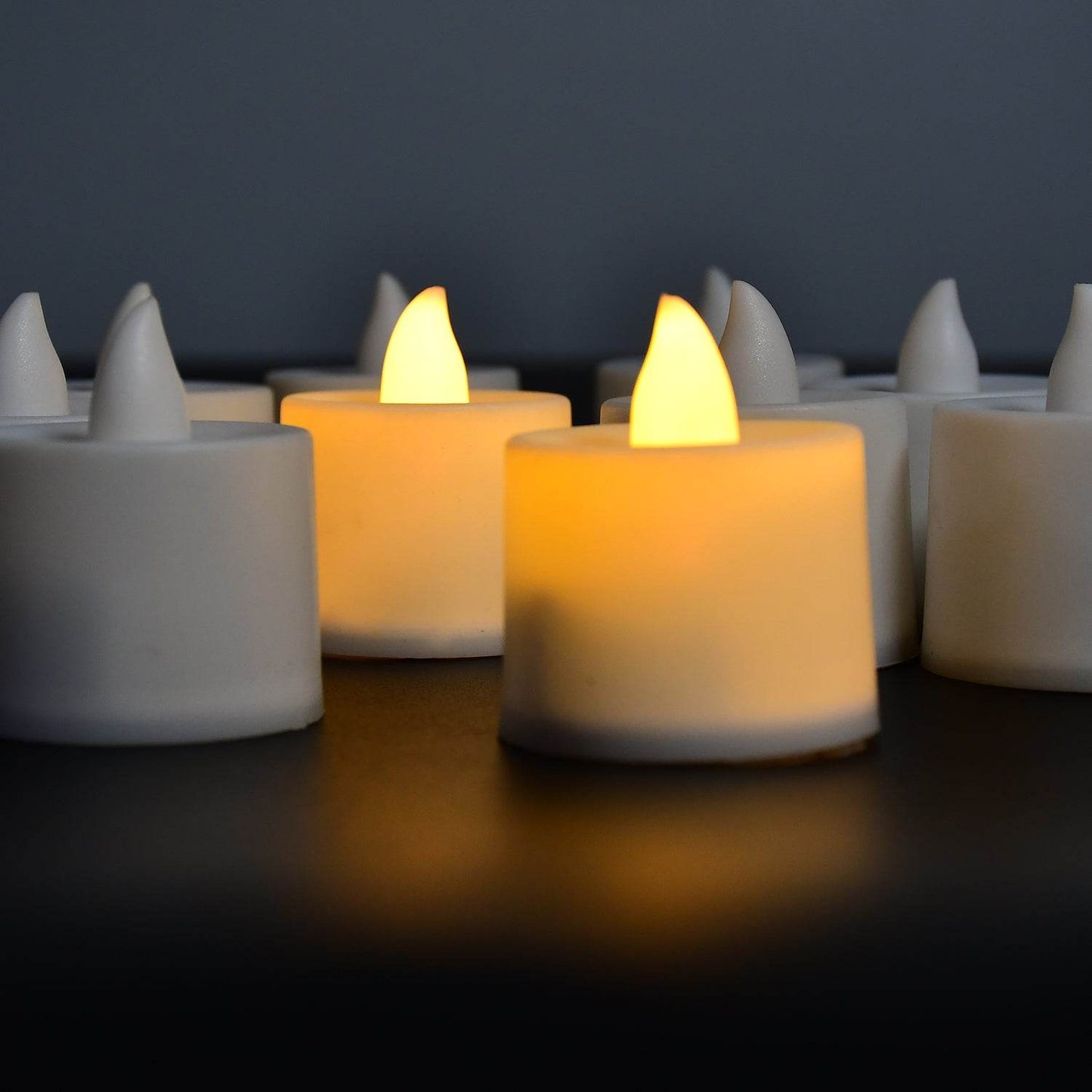 Festival Decorative - LED Yellow Tealight Candles (White, 10 Pcs) With Container - infinityexculsivestore.com