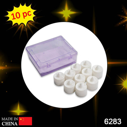 Festival Decorative - LED Yellow Tealight Candles (White, 10 Pcs) With Container - infinityexculsivestore.com