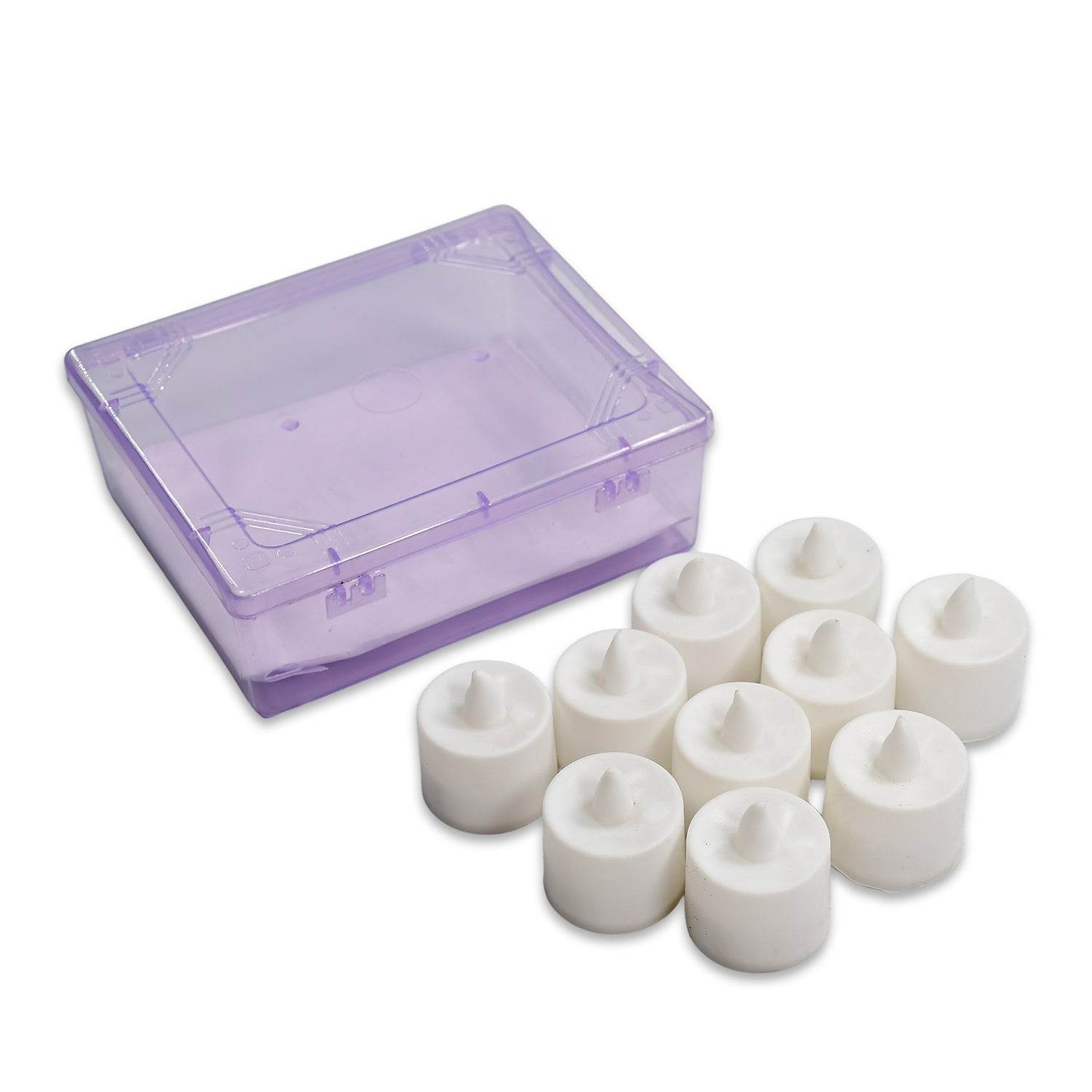 Festival Decorative - LED Yellow Tealight Candles (White, 10 Pcs) With Container - infinityexculsivestore.com