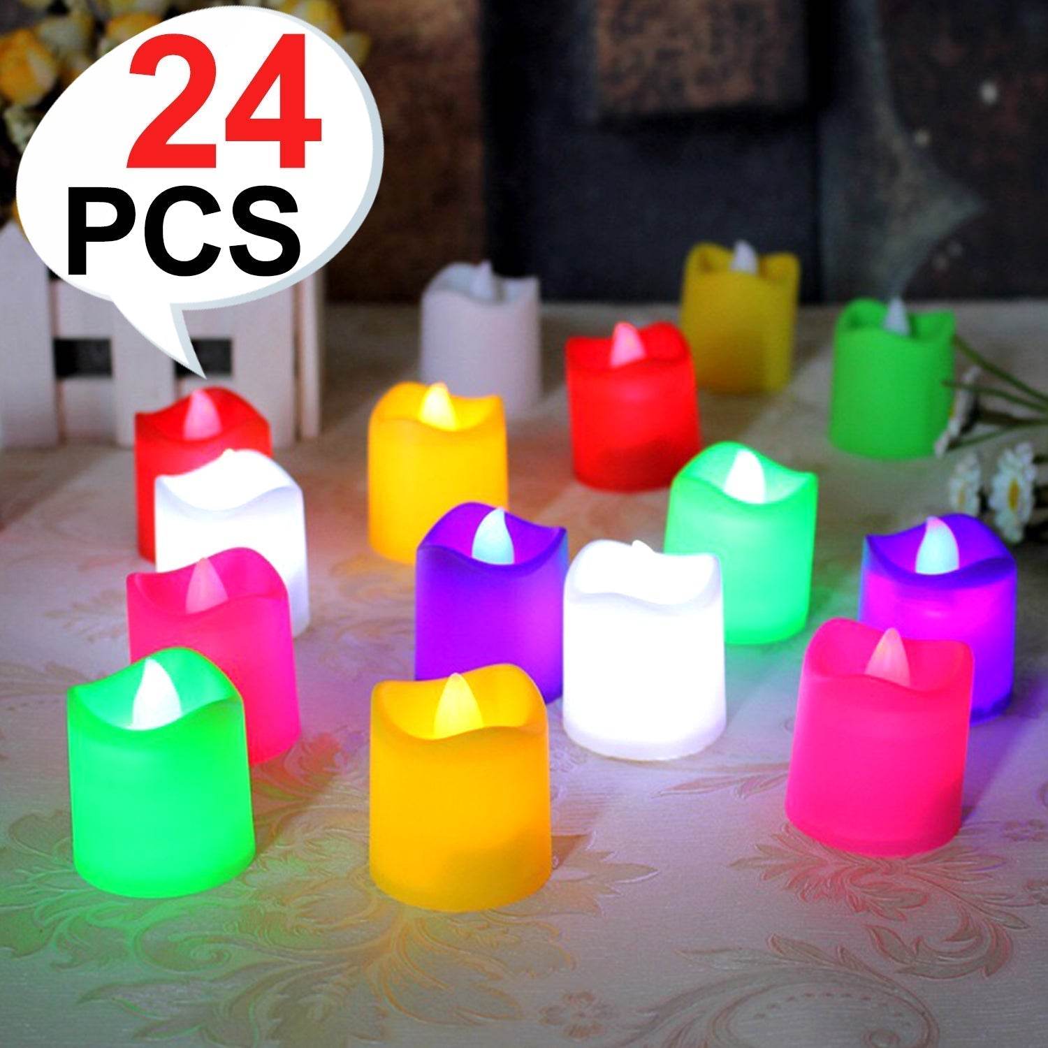 Festive Lighting for Any Occasion: 24 Pack LED Tealight Candles (Multicolor) - infinityexculsivestore.com