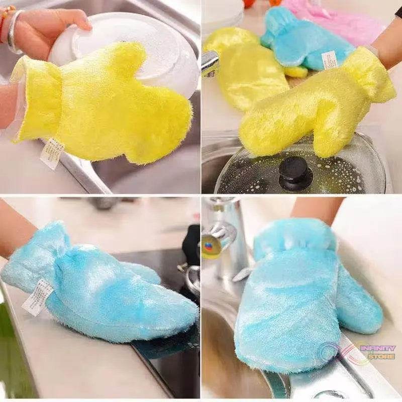 Fiber Reusable Multipurpose Dishwashing Gloves Household Kitchen ( 1 pc ) - infinityexculsivestore.com