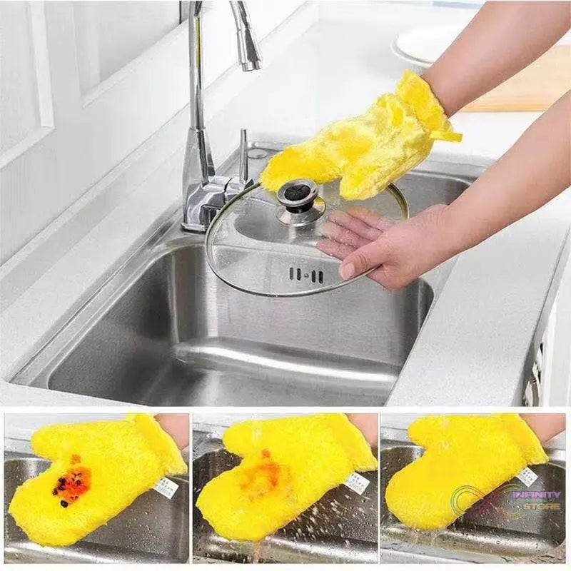 Fiber Reusable Multipurpose Dishwashing Gloves Household Kitchen ( 1 pc ) - infinityexculsivestore.com