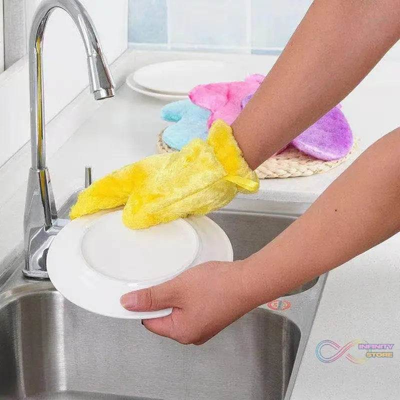 Fiber Reusable Multipurpose Dishwashing Gloves Household Kitchen ( 1 pc ) - infinityexculsivestore.com