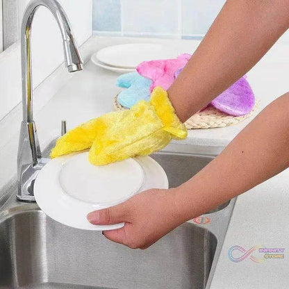 Fiber Reusable Multipurpose Dishwashing Gloves Household Kitchen ( 1 pc ) - infinityexculsivestore.com