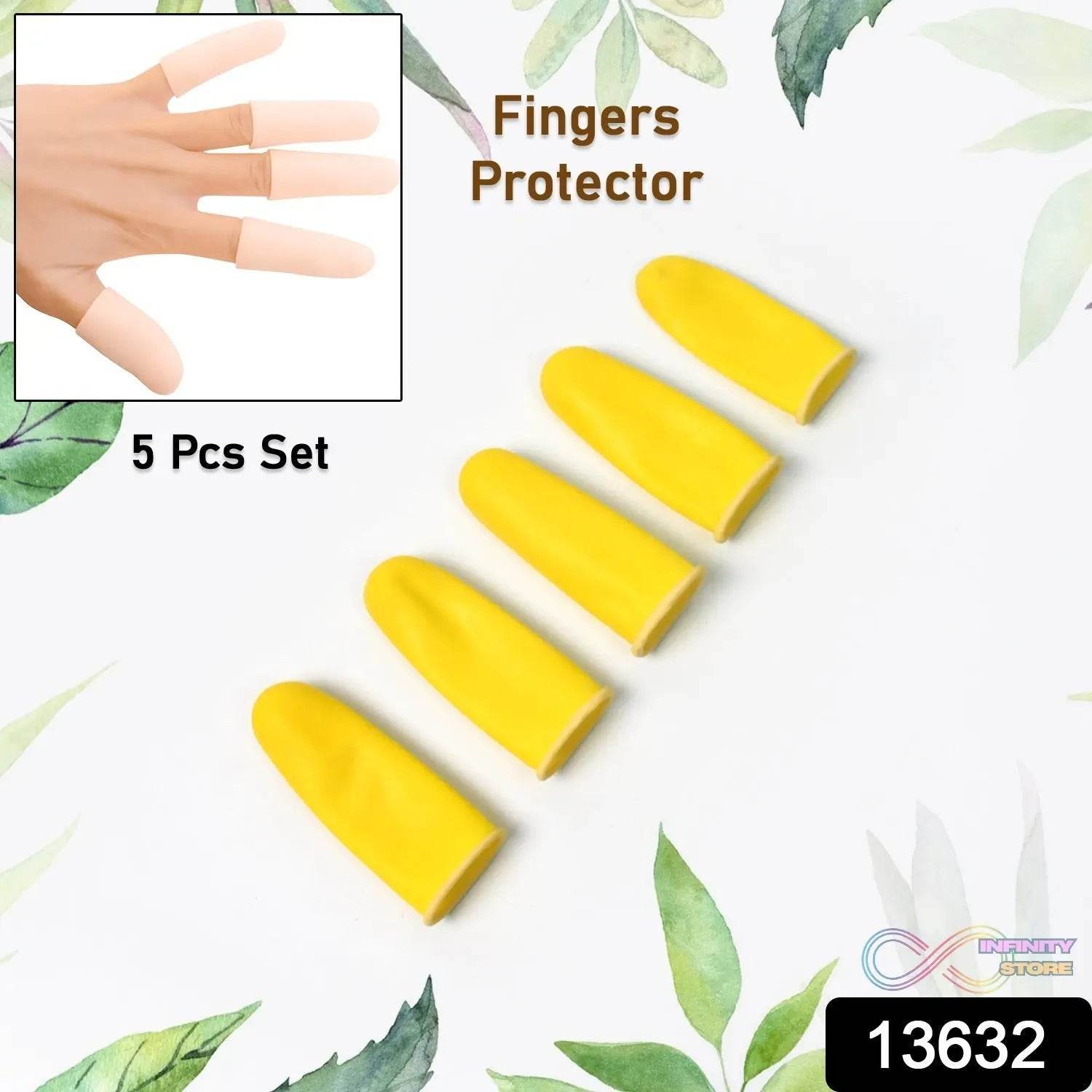 Finger Caps, Silicone Finger Protectors Sleeves (Finger Cots / 5 Pcs Set / yellow) - infinityexculsivestore.com