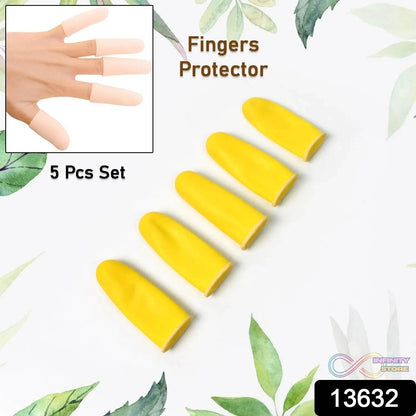 Finger Caps, Silicone Finger Protectors Sleeves (Finger Cots / 5 Pcs Set / yellow) - infinityexculsivestore.com