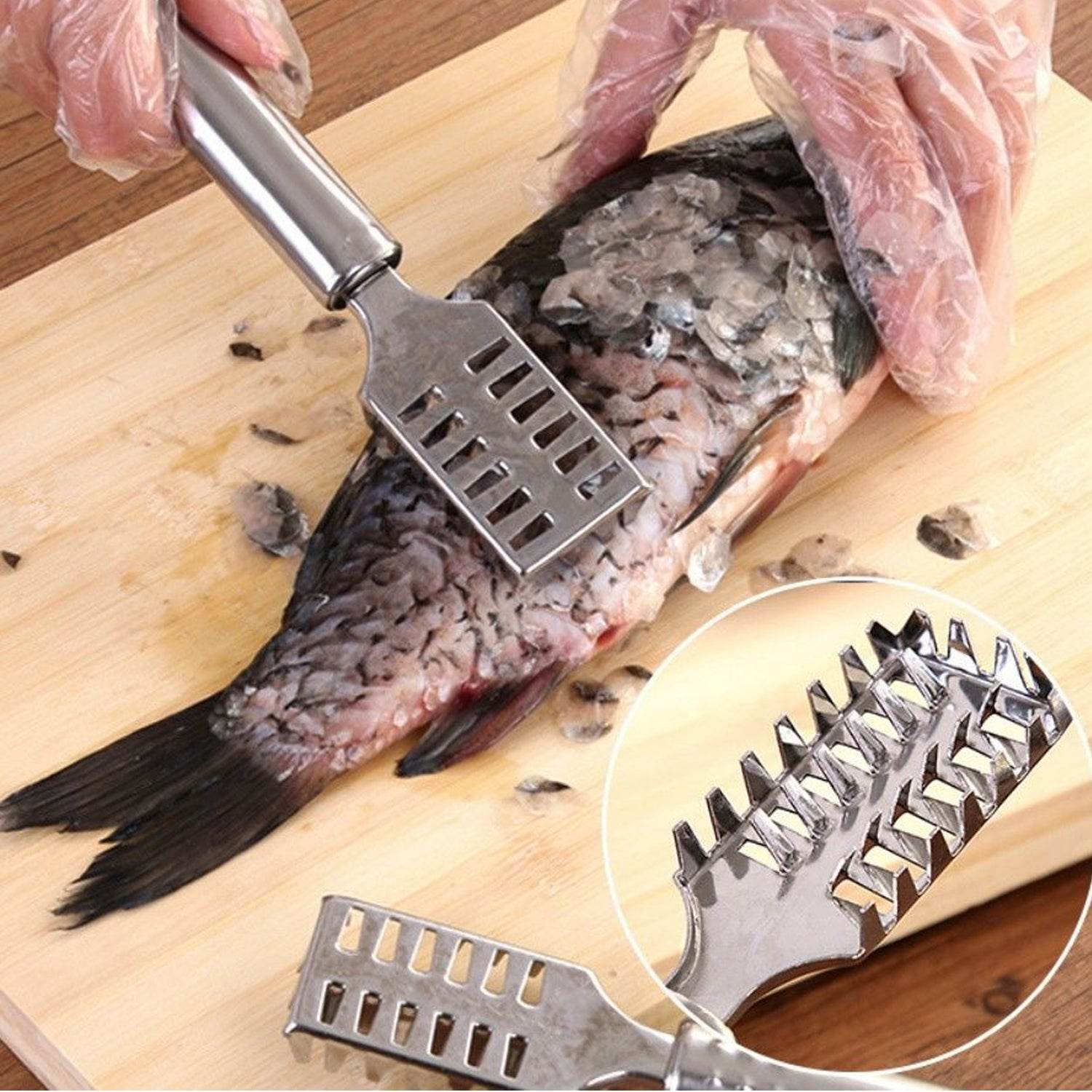 Fish Scale Remover Scraper Stainless Steel Fish Cutting Tools Sawtooth Easily Remove Fish Scales-Cleaning Brush Scraper Kitchen Tool- - infinityexculsivestore.com