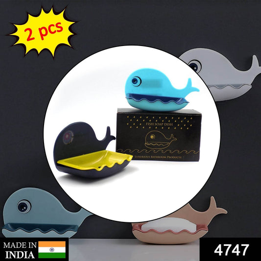 Fish Shape Soap Dish Adhesive Waterproof Wall Mounted Bar Soap Dish Holder (Pack of 2Pc) - infinityexculsivestore.com