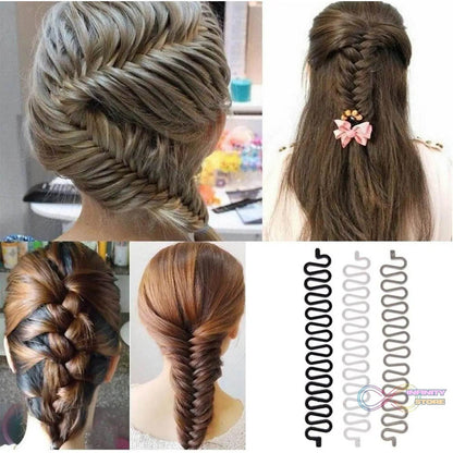 Fishbone Bun Maker widely used by women’s for making their hair looks like a fish tail and all and it used in many kinds of places like household, parlours etc. - infinityexculsivestore.com