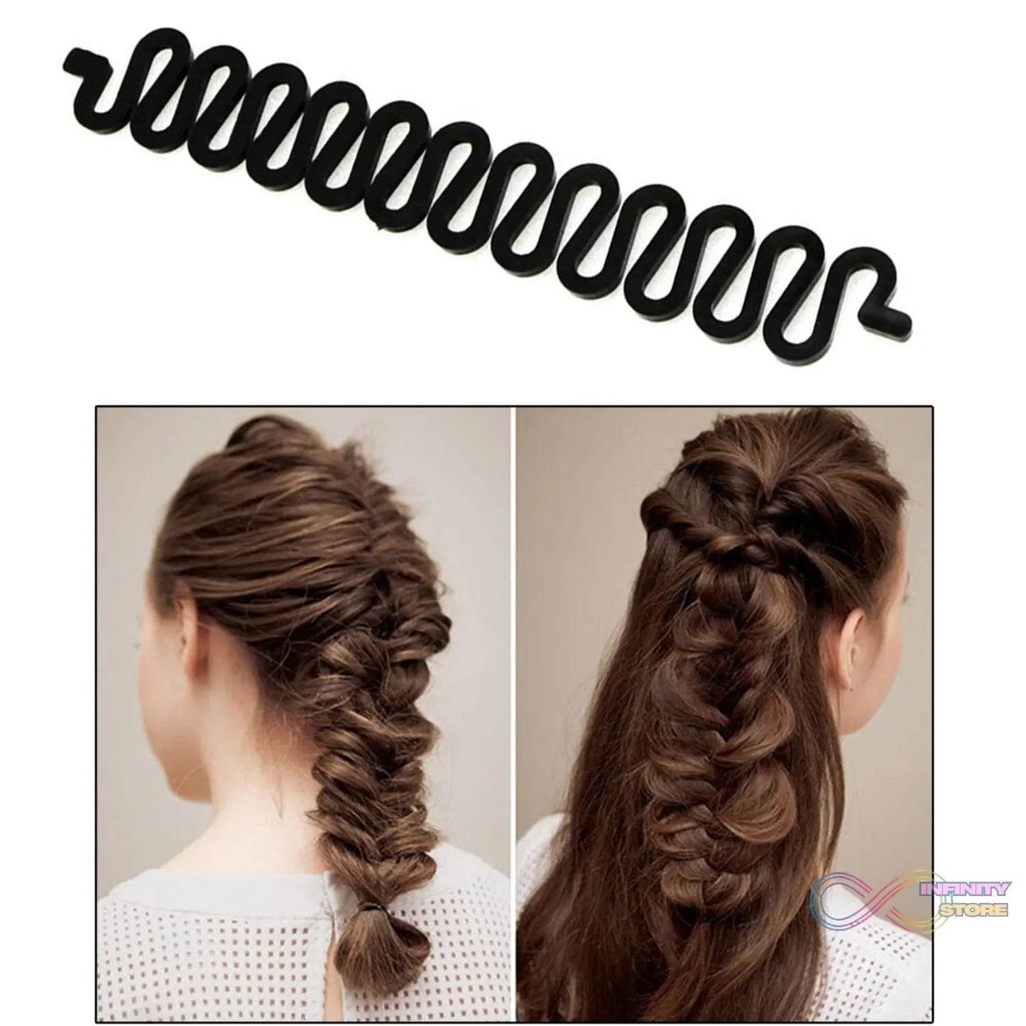 Fishbone Bun Maker widely used by women’s for making their hair looks like a fish tail and all and it used in many kinds of places like household, parlours etc. - infinityexculsivestore.com