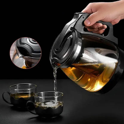 Flame Proof Glass Kettle & Cup Set With Strainer High Quality Kettle Set For Home & Café Use  (4 Cup & 1 Kettle) (24 Pc MOQ) - infinityexculsivestore.com