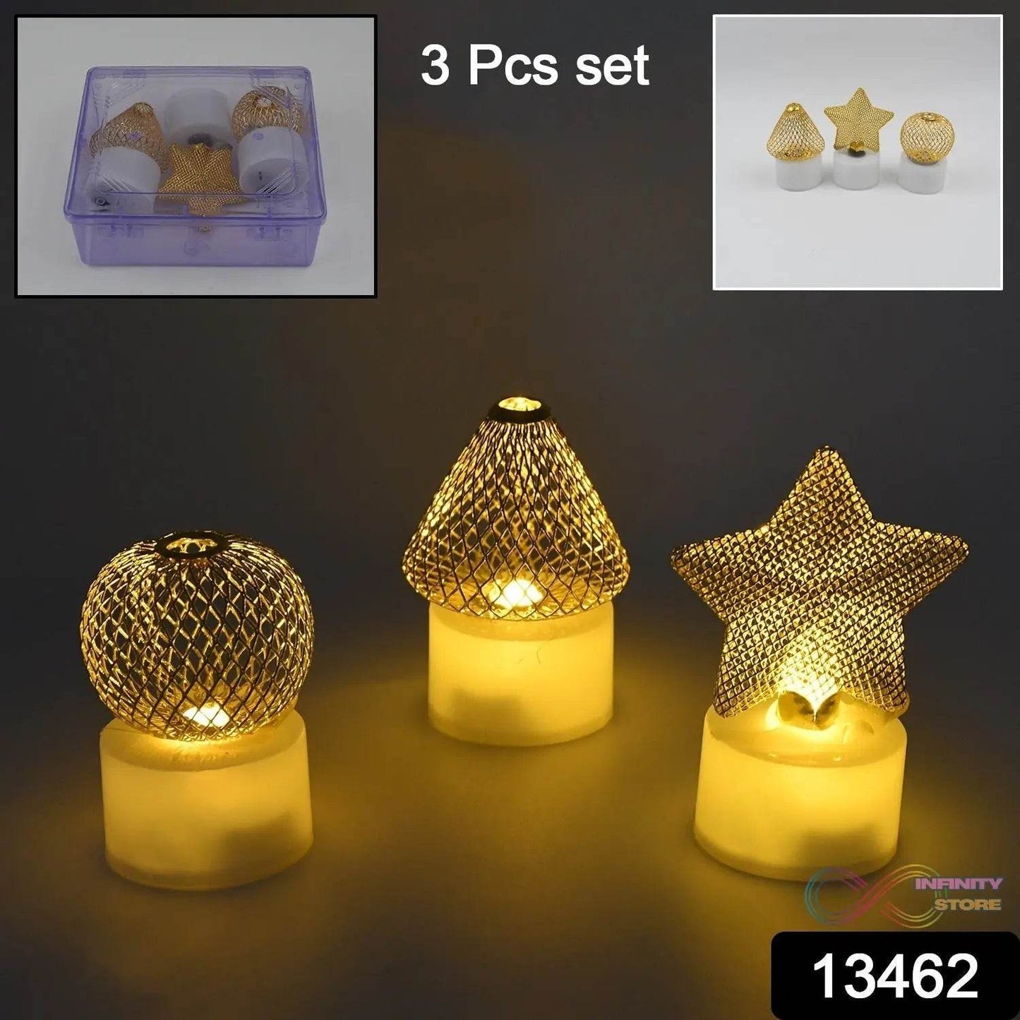 Flameless and Smokeless Decorative Candles Acrylic Led Tea Light Candle for Gifting, House, Light (3 Pc Set) - infinityexculsivestore.com