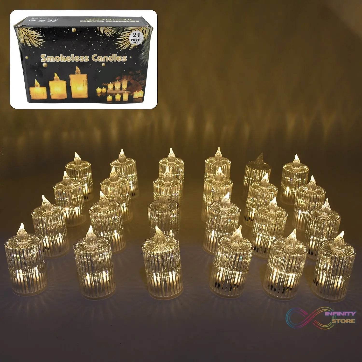 Flameless and Smokeless Decorative Candles LED Tea Light (24 Pcs Set) - infinityexculsivestore.com