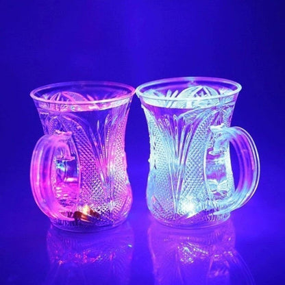 Flashing Cup LED Water Sensor Light up Cup with Handle for Home Kitchen Fun Luminous Water Cup, Party / Birthday / Nightclub / Christmas / Disco Entertainment Cup (2 Pcs Set) - infinityexculsivestore.com