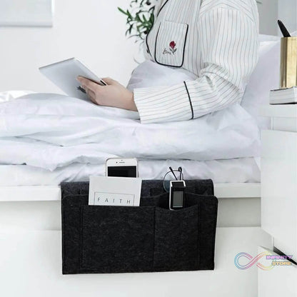 Flat Bedside Caddy, Bed Side Pocket Storage Organizer Bag with 5 Pockets (1 Pc) - infinityexculsivestore.com