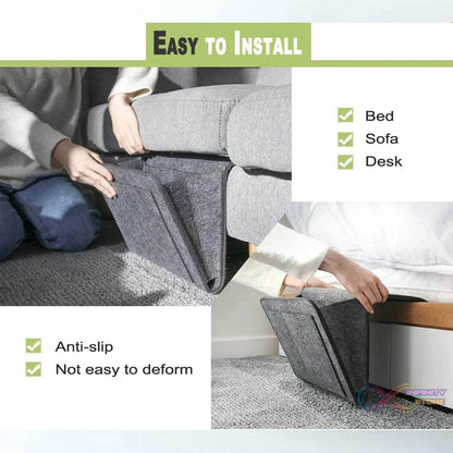 Flat Bedside Caddy, Bed Side Pocket Storage Organizer Bag with 5 Pockets (1 Pc) - infinityexculsivestore.com
